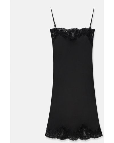 Stella McCartney Guipere Lace Trim Double Satin Cocktail Dress - Black