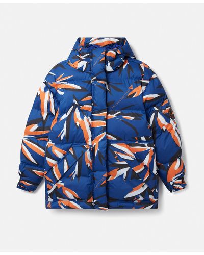 Stella McCartney Truenature Floral Print Mid-length Padded Jacket - Blue