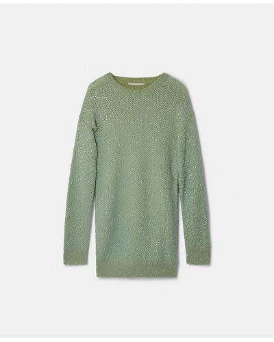 Stella McCartney Sequin Cape Sweater Dress - Green