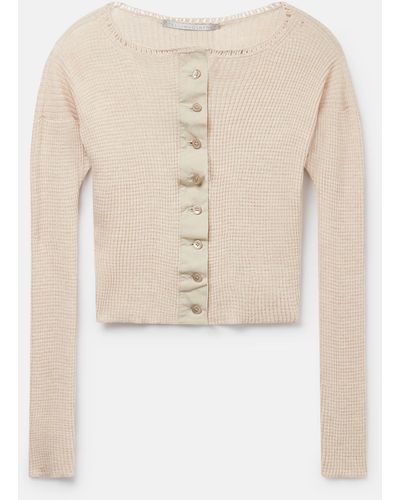 Stella McCartney Waffle-knit Cropped Wool Cardigan - White