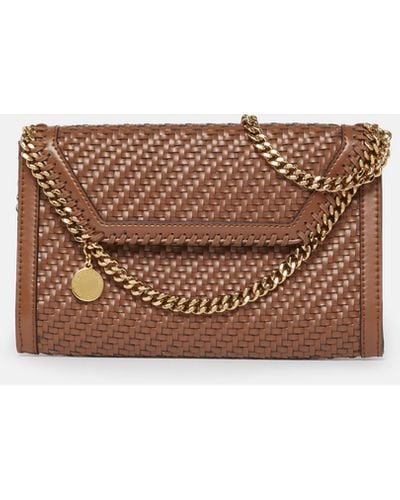 Stella McCartney Falabella Woven Wallet Crossbody Bag, , Tan - Brown