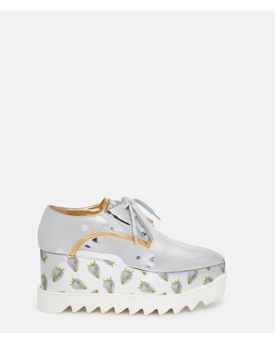 Stella McCartney Elyse Strawberry-print Metallic Platform Shoes - White