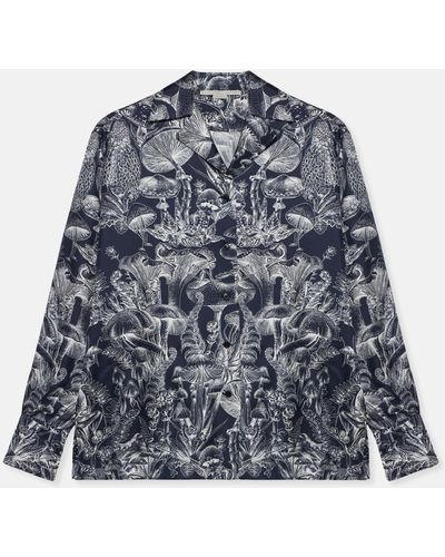 Stella McCartney Fungi Forest Print Silk Pyjama Shirt - Blue