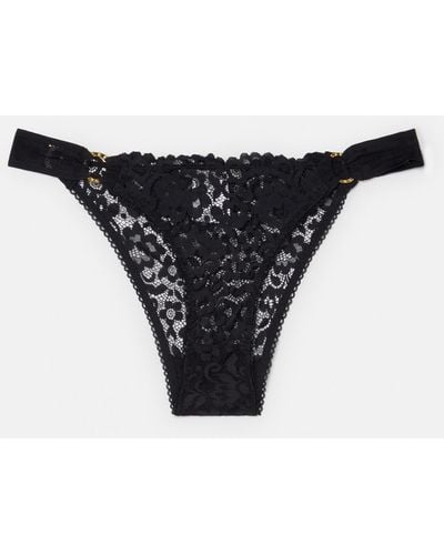 Stella McCartney Lace Flounce String Bikini Briefs - Black