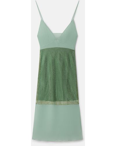 Stella McCartney Crystal Panel Satin Slip Dress - Green