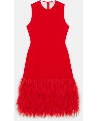 Stella McCartney Sleeveless Feather Midi Dress - Red