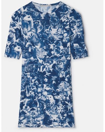 Stella McCartney Animal Forest Print Mini Dress - Blue