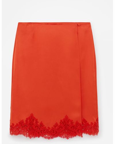 Stella McCartney Lace Satin Midi Skirt, , Blood - Red