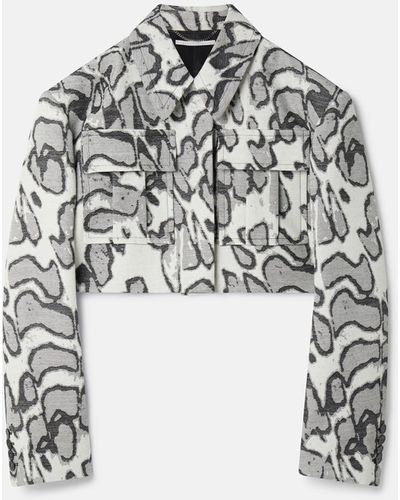 Stella McCartney Abstract Moth Jacquard Cropped Utility Jacket - White