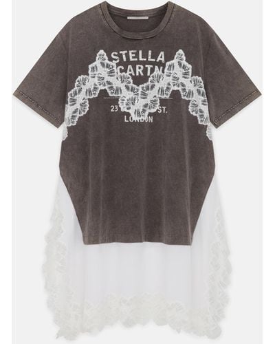 Stella McCartney Lace Insert T-shirt Midi Dress - Grey