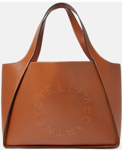 Stella McCartney Logo Studded Grainy Alter Mat Tote Bag - Brown
