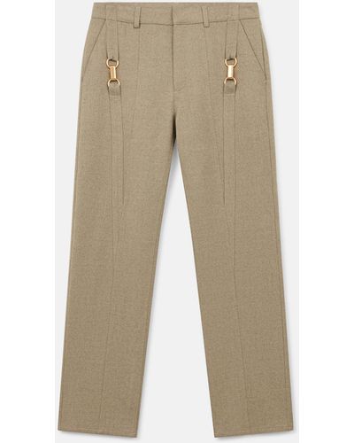 Stella McCartney Clasp-embellished Mid-rise Wool Trousers - Natural