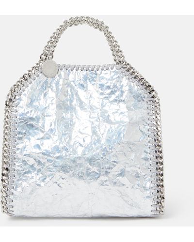 Stella McCartney Limited Edition Cracked Metallic Falabella Tiny Tote Bag - White