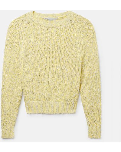 Stella McCartney Textured Cotton Knit Crewneck Sweater - Yellow