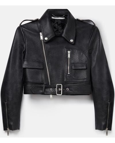 Stella McCartney Cropped Alter Mat Biker Jacket - Black