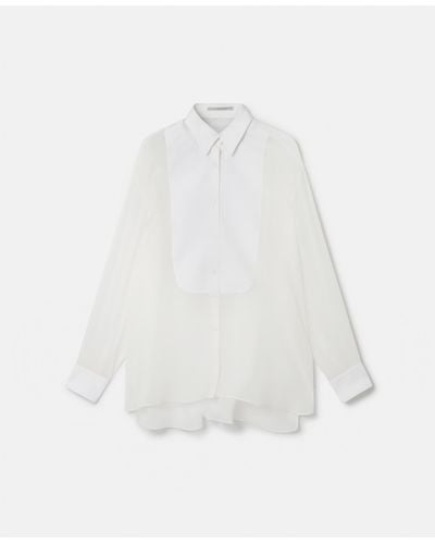 Stella McCartney S-wave Silk Chiffon Tuxedo Shirt - White