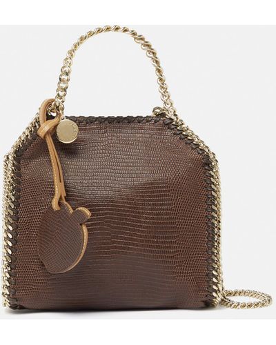 Stella McCartney Falabella Scale-Embossed Tiny Tote Bag, , Chocolate - Brown
