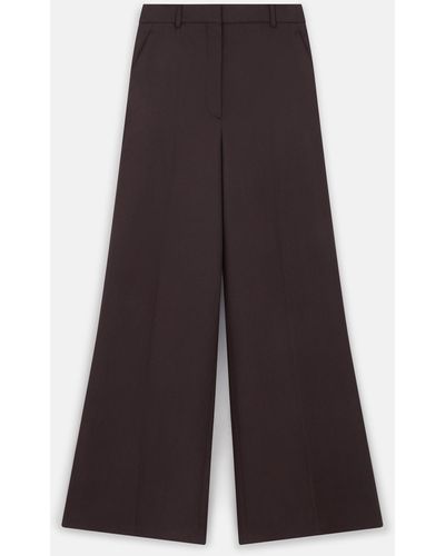 Stella McCartney High-Rise Wide-Leg Wool Trousers, , Dark Chocolate - Purple