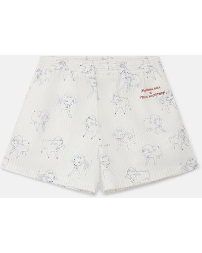 Stella McCartney Sheep Can Never Sleep Print Shorts - White