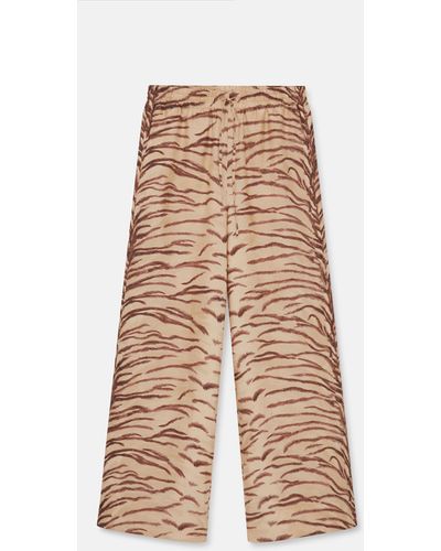 Stella McCartney Tiger Print High-rise Wide-leg Trousers - Natural