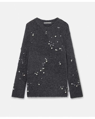 Stella McCartney Pearl Embroidery Oversized Sweater - Black