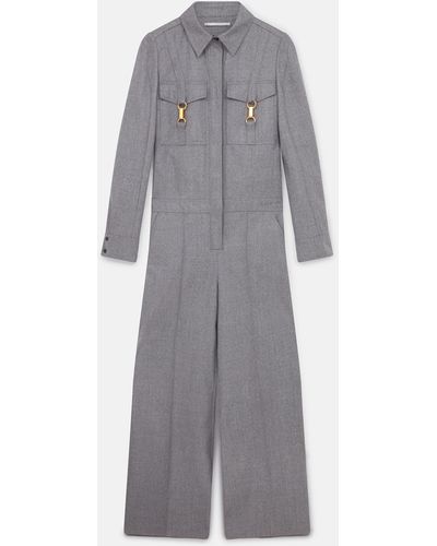 Stella McCartney Clasp-embellished Wool Jumpsuit - Grey