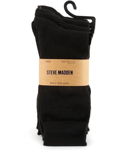 Steve Madden 5 Pk Sm Men's Crew Socks - Black