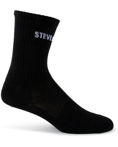 Steve Madden 4pk Women's Logo Crew Socks - Black