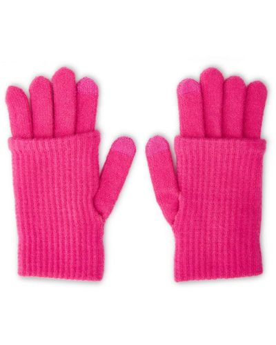 Steve Madden Touchscreen Ribbed Gloves - Pink