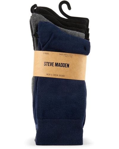 Steve Madden 5 Pk Sm Men's Crew Socks - Blue