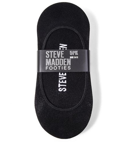 Steve Madden 5pk Women's Black/white Footie Socks