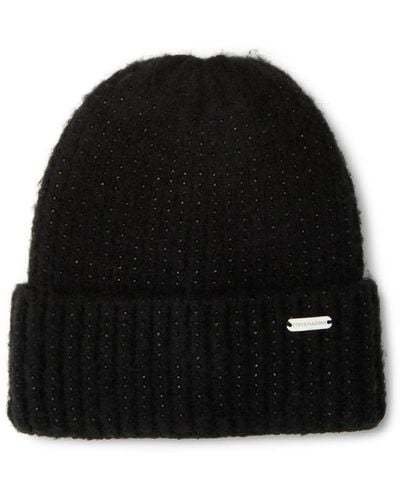 Steve Madden Crystal Wide Cuff Beanie - Black