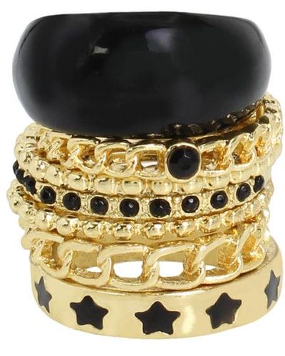 Steve Madden S Jewellery Domed Stackable Ring Set - Black