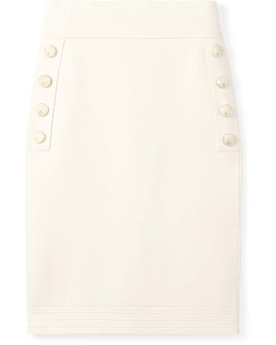 St. John Mixed Rib Button Skirt - White