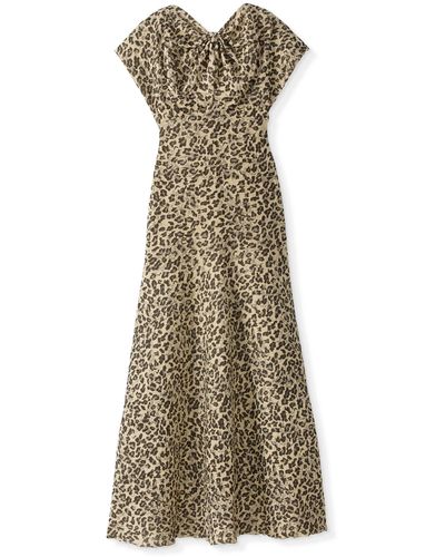 St. John Leopard Knit Gown - Natural