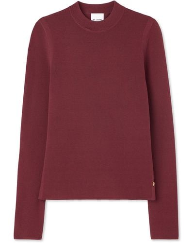 St. John Stretch Knit Long Sleeve Top - Red