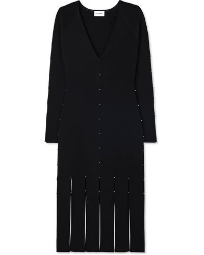St. John Stretch Knit Slit Dress - Black