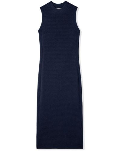 St. John Mock Collar Dress - Blue