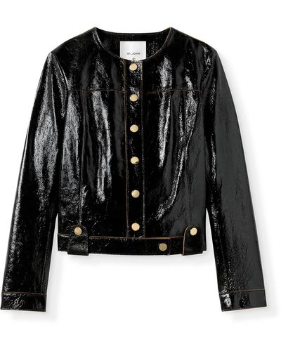 St. John Short Leather Jacket - Black