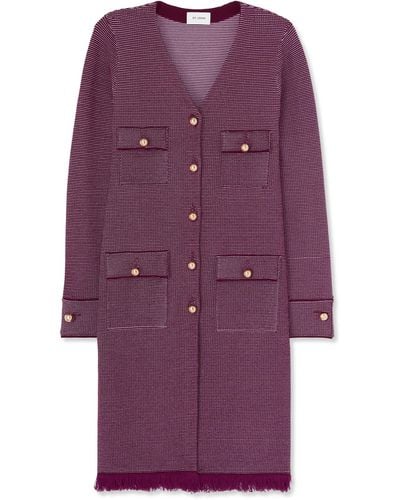 St. John Bi-tonal Knit Long Jacket - Purple