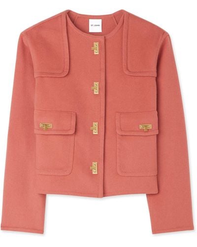St. John Doubleface Wool And Cashmere Blend Short Jacket - Pink