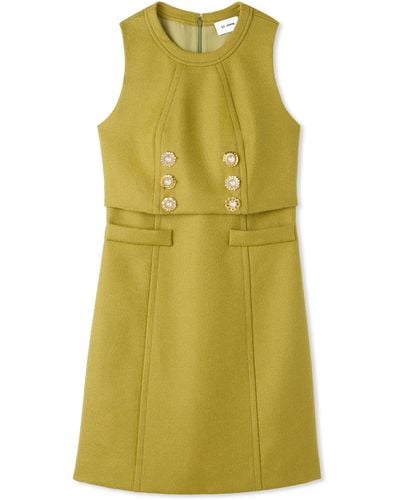 St. John Textured Wool Shift Dress - Yellow