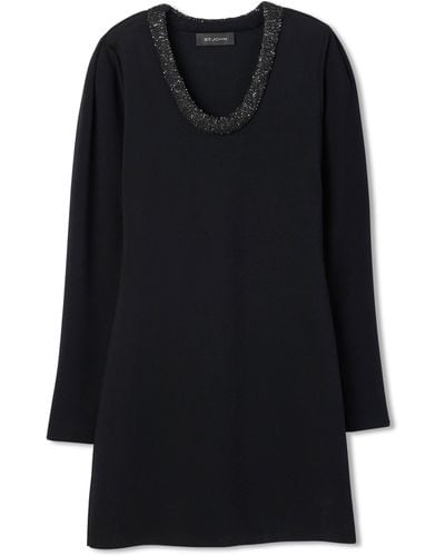 St. John Long Sleeve Stretch Mini Dress - Black