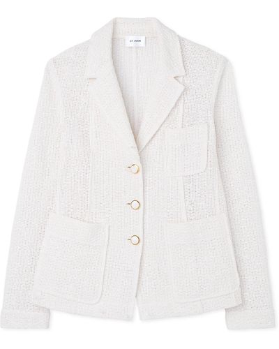 St. John Stretch Tweed Suiting Jacket - White