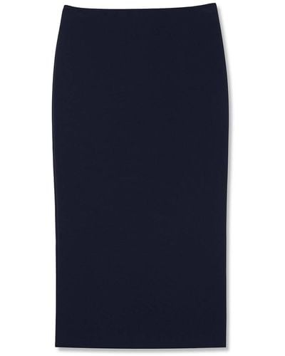 St. John Stretch Crepe Suiting Skirt - Blue