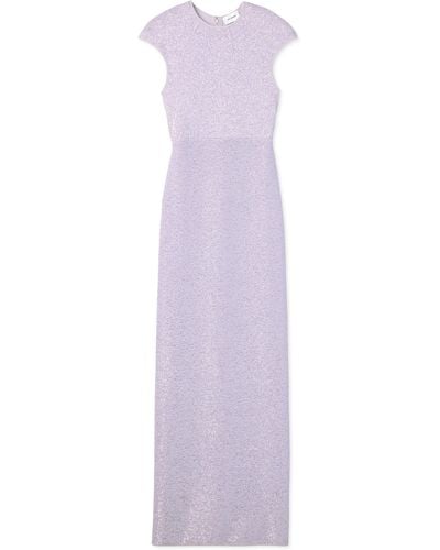 St. John Sequin Knit Cap Sleeve Gown - Purple