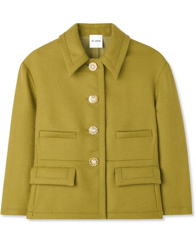 St. John Textured Wool Short Jacket - Green
