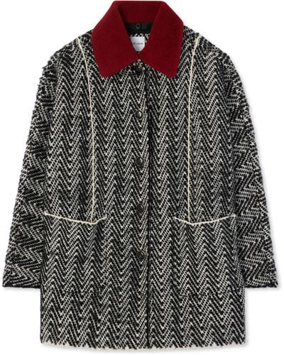 St. John Chevron Sequin Knit Coat - Gray
