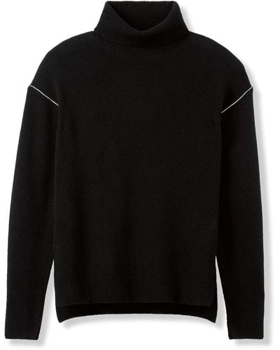 St. John Contrast Detail Turtleneck Sweater - Black