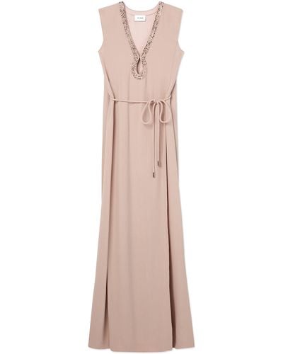 St. John Hammered Satin Gown - Pink